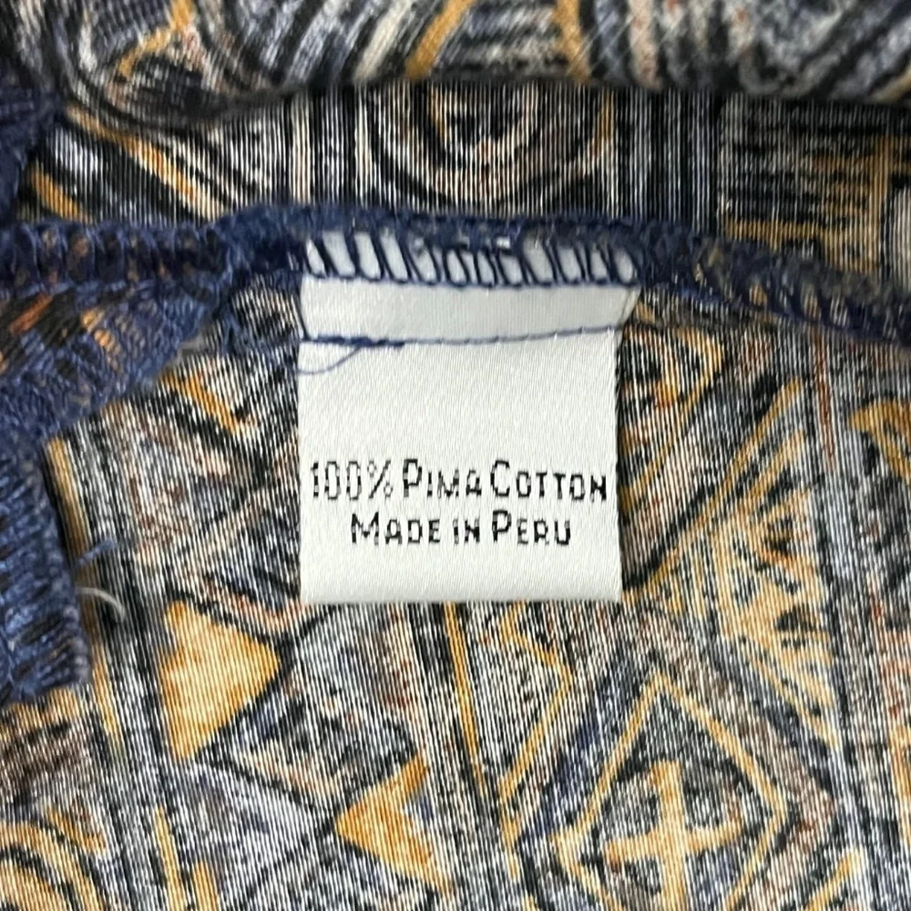 Peruvian Connection Aztec Tribal Print Pima Cotton Long Tunic Top Shirt Jacket S